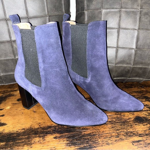 Shoes - Antonio De Faria Débora Leather Blue Suede Ankle Boots Bootied sz 38